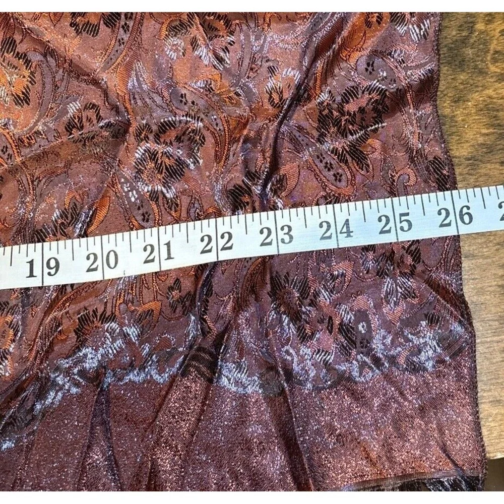 Vintage Silk Scarf Browns‎ Orange Floral Paisley ~ 72